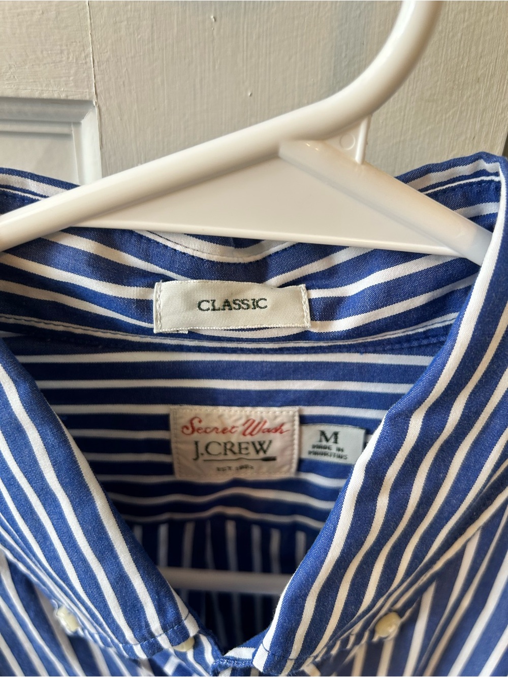 NWT J. Crew Men’s Blue and White Stripe Button-Down Shirt - Picture 4 of 4